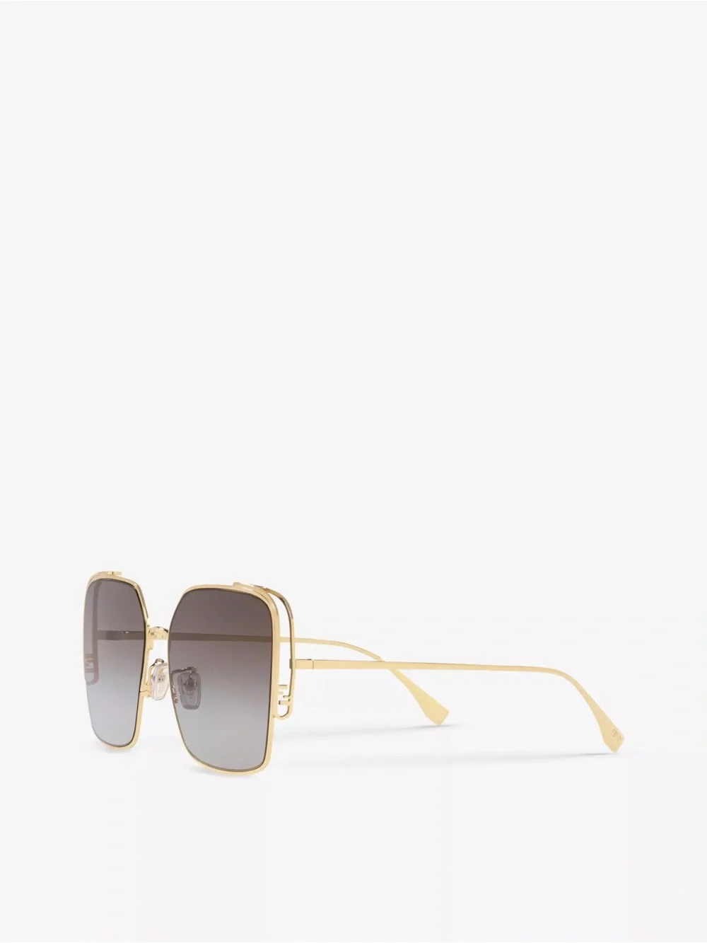 Fendi Gold Square Sunglasses with Gradient Gray Lenses
